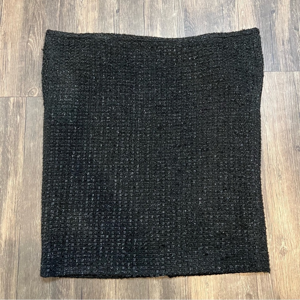 Rena Lange Vintage Mid Length Black Sparkle Tweed Lined Back Slit Pencil Skirt16